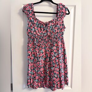 Old Navy Pink and Blue Floral Fit and Flare Dress